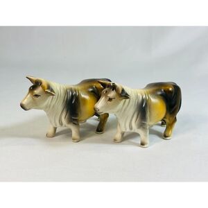 Vintage Centennial Novelty Bone China Bull Steer Salt Pepper Shakers Japan RARE